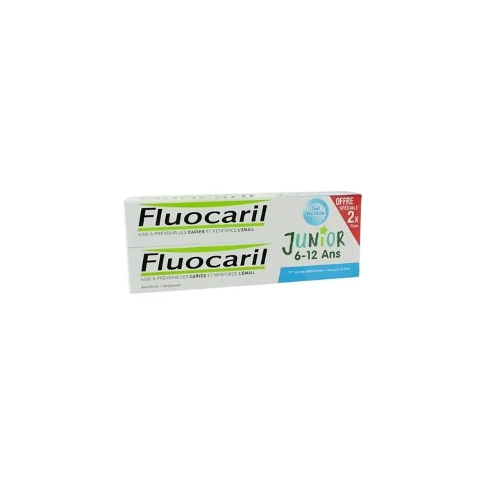 Fluocaril Fluocaril Junior 612 Years Pack Bubble Flavour Toothpaste 2x 75ml