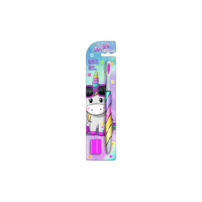 Naturaverde Kids Be a Unicorn Toothbrush with Medium Bristles - Fun Toothbrush for Children