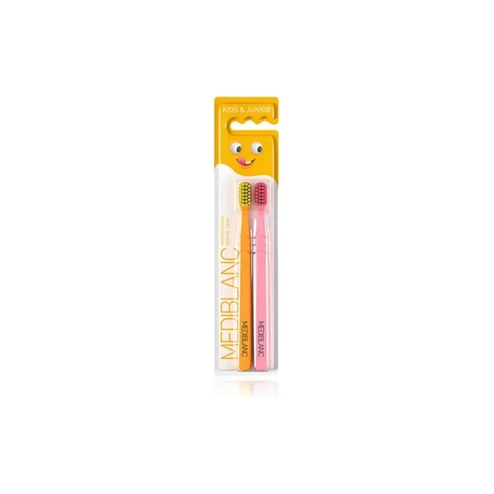 MEDIBLANC Kids Ultra Soft Toothbrush Set Orange Pink - Pack of 2
