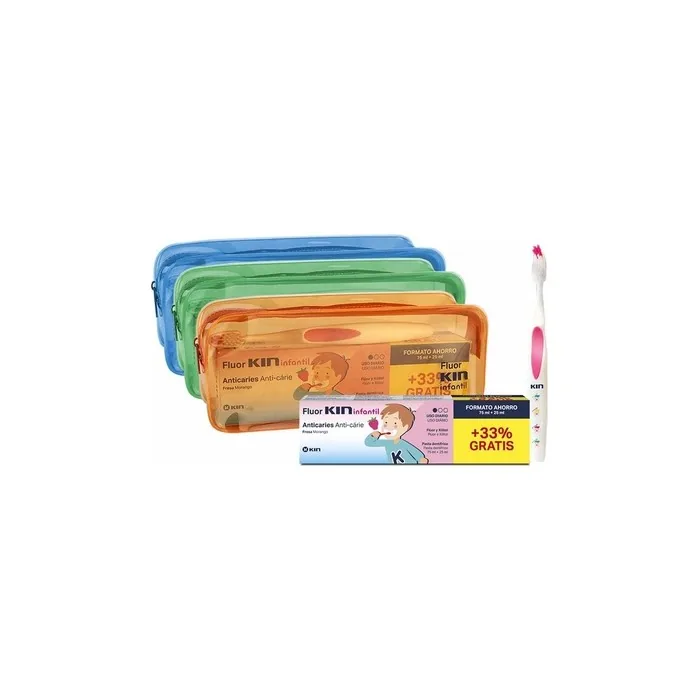Fluor KIN Children's Anti-Caries Toothpaste 100ml with Toothbrush and Fizz