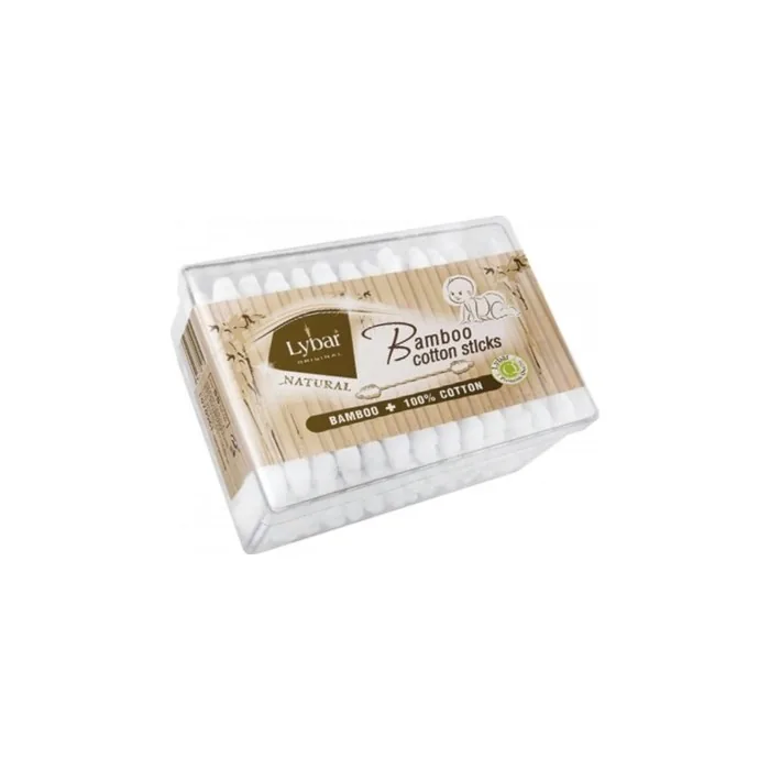 Lybar Eco-Friendly Bamboo Cotton Swabs for Children 55 Count