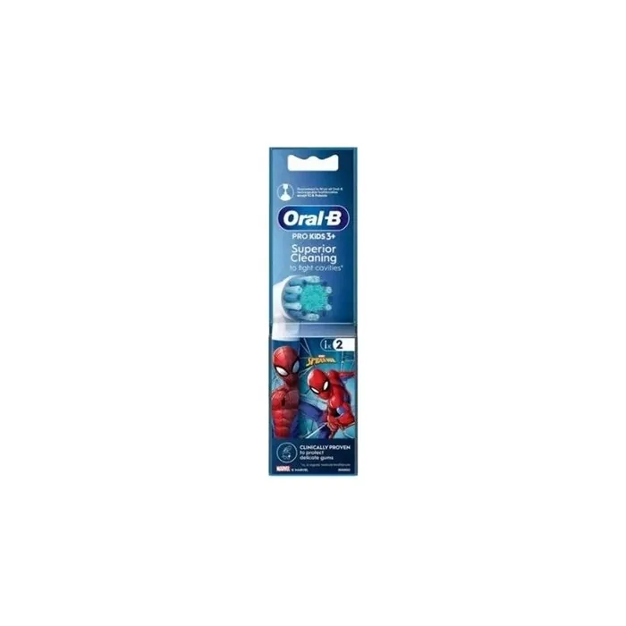 Oral-B Pro Kids 3+ Superior Cleaning Spiderman Replacement Brush Heads - 2 Pack