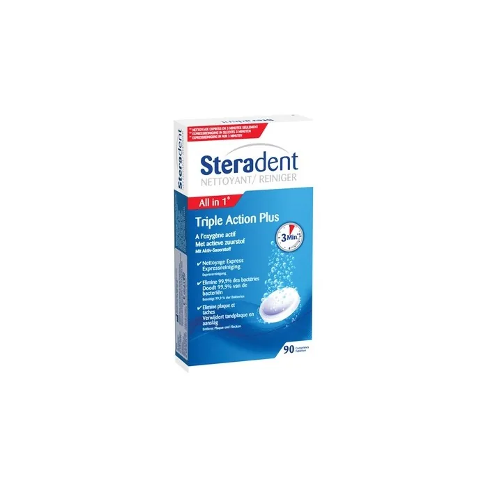 Steradent Triple Action Plus Cleaning Tablets 90 Tablets For Denture Care