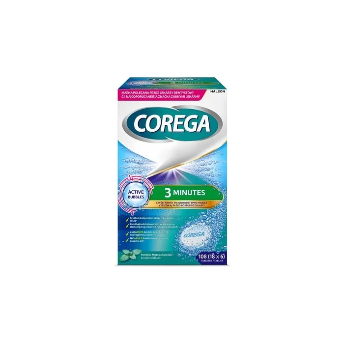 Corega 3 Minute Cleaning Tablets For Dentures With Micro Clean Technology - 6 Pieces