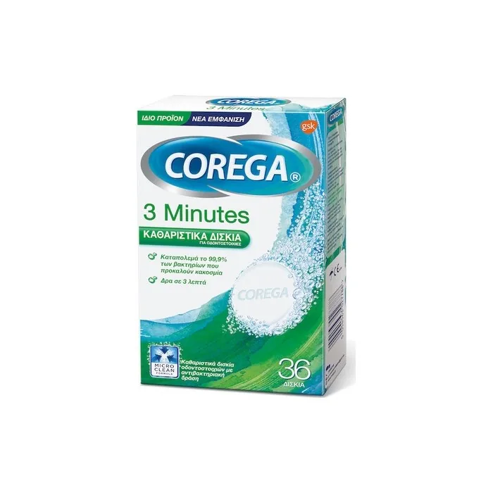 Corega 3 Minutes Cleaning Tablets For Dentures 36 Tablets
