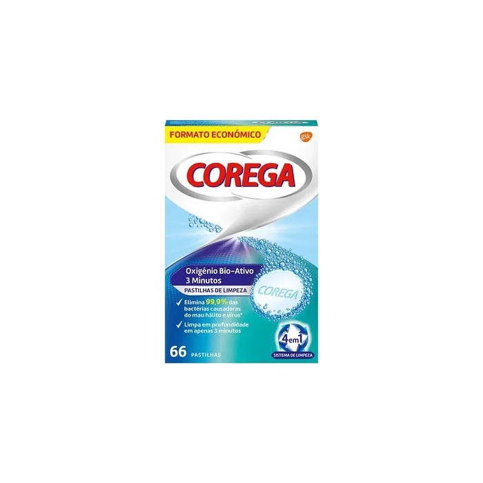 Corega Active Oxygen 3 Minutes 66 Tablets Effective Cleaning Solution