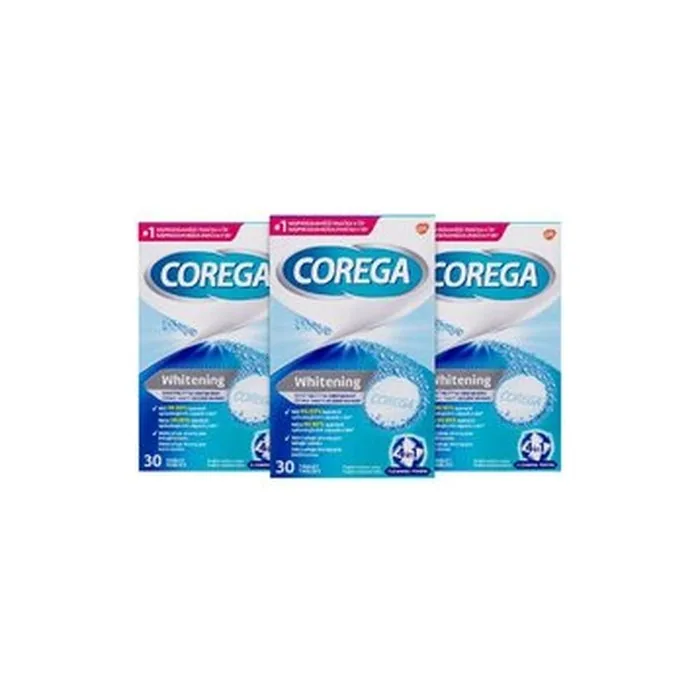 Corega Tabs Whitening Trio 3 X 30 Tablets For Dentures
