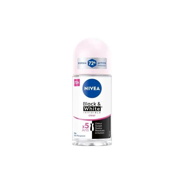 Nivea Black & White Invisible Clear Roll-On Antiperspirant 50ml