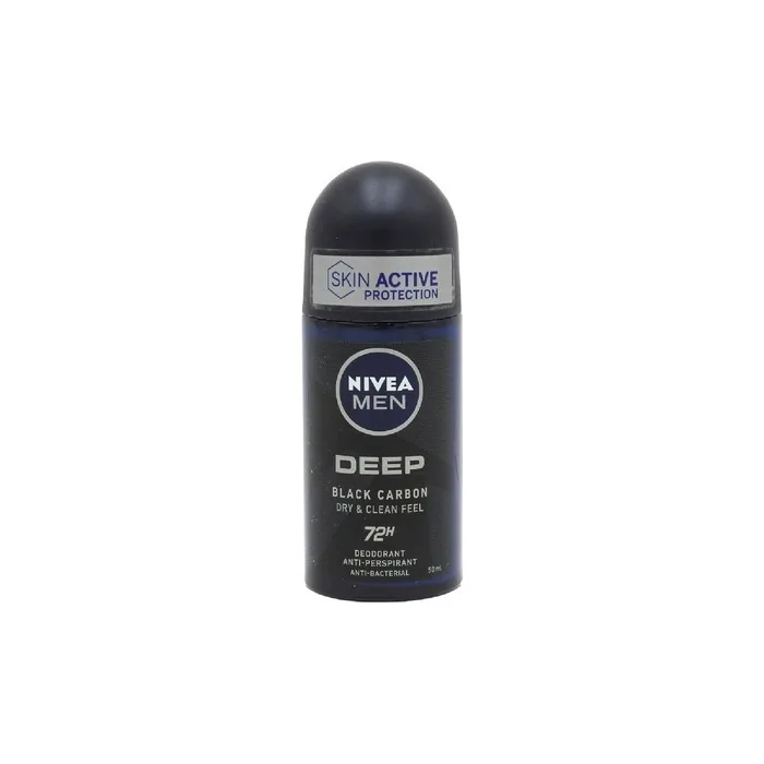 NIVEA Men Deep Black Carbon Dark Wood Antiperspirant Roll-On 50ml - 72 Hour Protection
