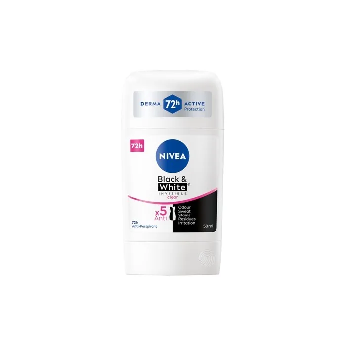 Nivea Black & White 48H Invisible Clear Antiperspirant Stick for Women 50ml