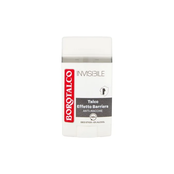 Borotalco Deodorant Stick Invisible Gray 40ml - Roll On Invisible Talc Barrier Effect 1.3 Fl Oz Made in Italy
