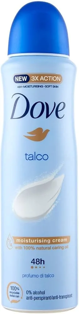Dove Talcum Spray Deodorant 75ml - Antiperspirant with Moisturizing Cream