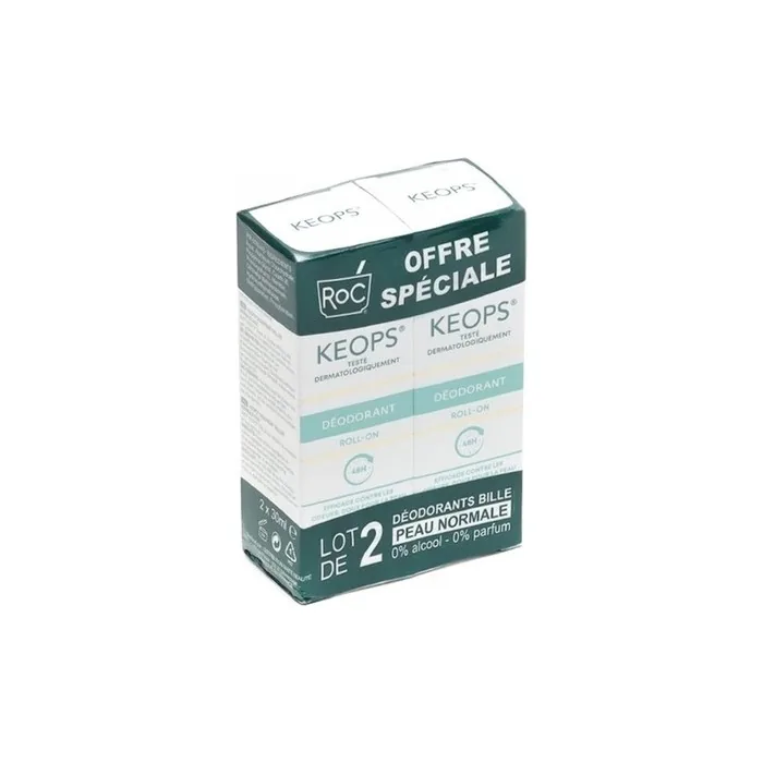 Roc Keops Deodorant Roll-On 48h 30ml - Pack of 2
