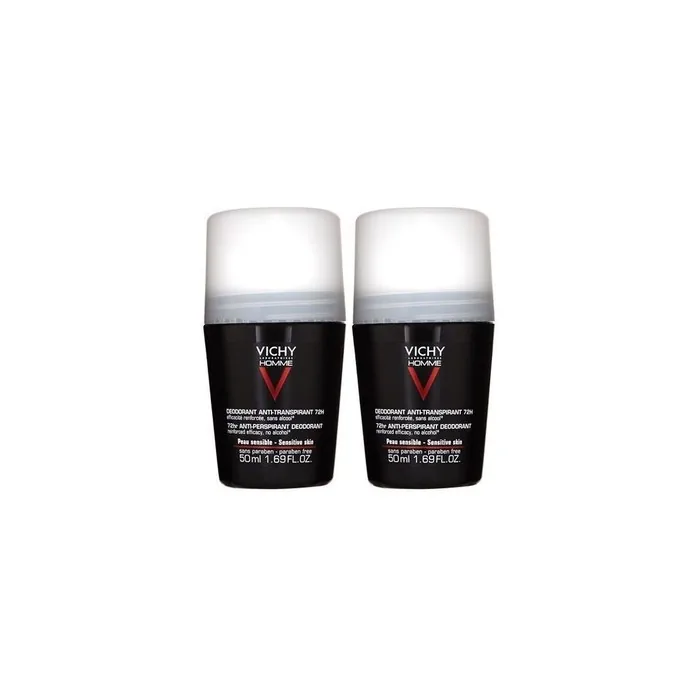 Vichy Set Of Deodorant Balls For Sensitive Skin Homme 72h 2 X 50 Ml