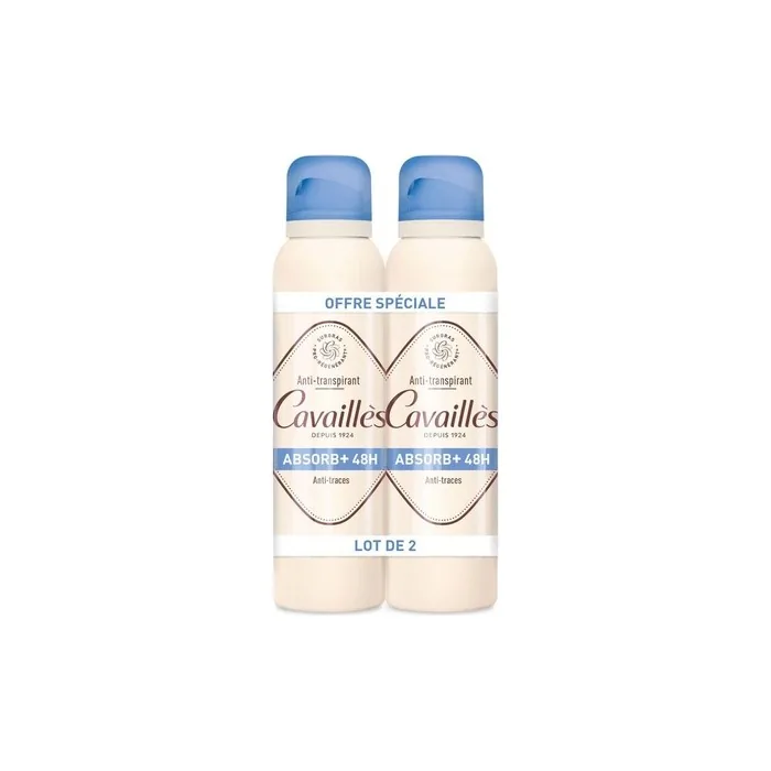 Cavaillès Absorb+ Anti-Transpirant Deodorant 48h Spray 150ml - Pack of 2