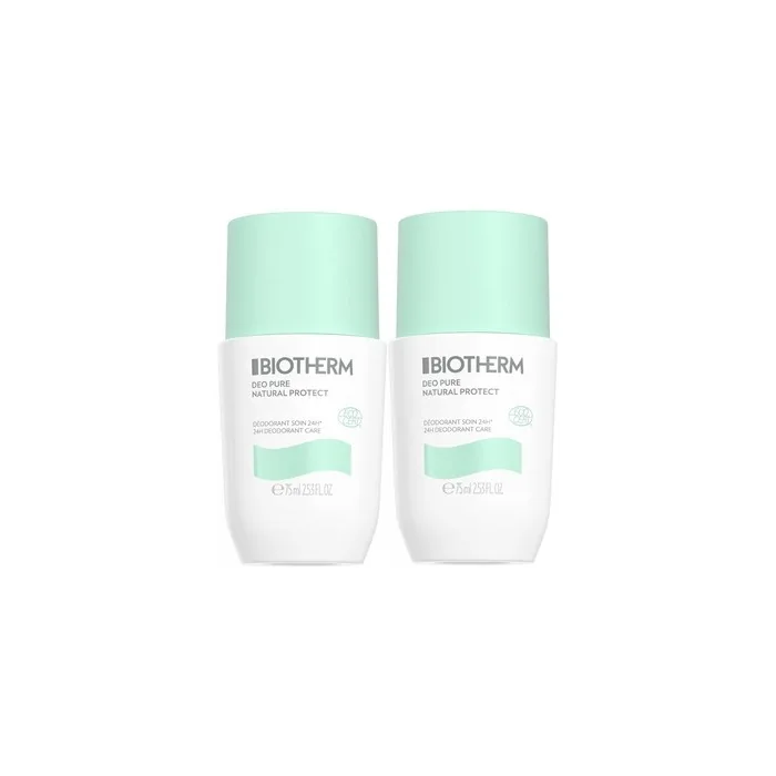 Biotherm Deo Pure Natural Protect Deodorant Care 24h Organic Rollon Set Of 2 X 75 Ml