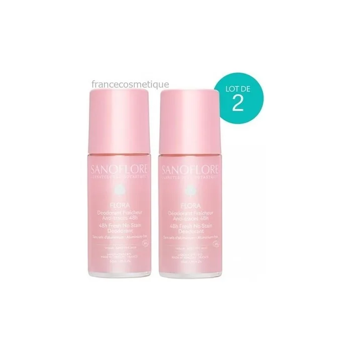 Sanoflore Deodorant Freshness 48h Flora Roll-On Organic 50ml - Pack of 2