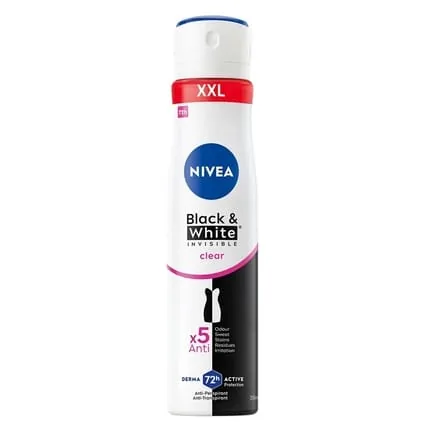 Nivea Black & White Invisible Clear Antiperspirant Spray 48h 250ml