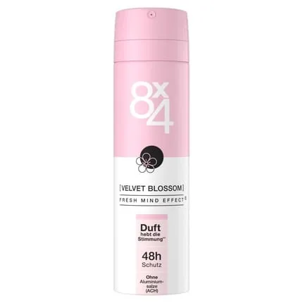 8X4 Velvet Blossom Deodorant Spray with Floral-Fruity Scent 150ml