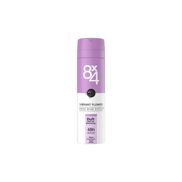 8X4 Vibrant Flower Deodorant Spray with Exotic Floral Scent 48h Reliable Protection 150ml