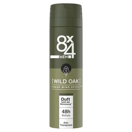 8X4 Men Wild Oak Deodorant Spray with Masculine Woody Scent 150ml