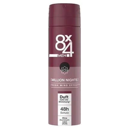 8x4 Men Million Nights Deodorant Spray With Oriental Fragrance Notes Aluminumfree Deodorant With 48h Protection 150ml