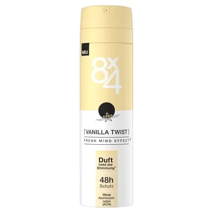 8x4 Vanilla Twist Deodorant Spray With Powdery Vanilla Fragrance