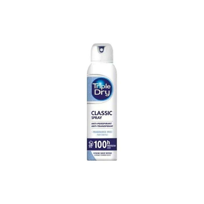 Triple Dry Classic Fragrance-Free Anti-Perspirant Spray 150ml - 100-Hour Protection