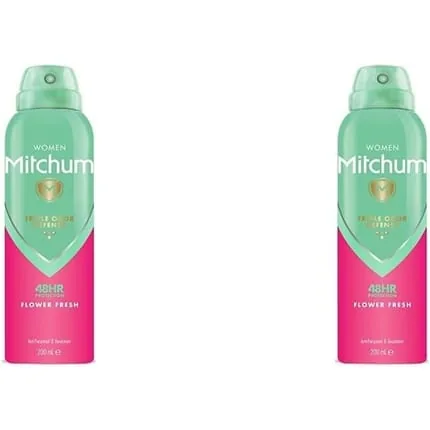 Mitchum Women Triple Odor Defense 48HR Protection Aerosol Deodorant & Anti-Perspirant Flower Fresh 200ml - Pack of 2