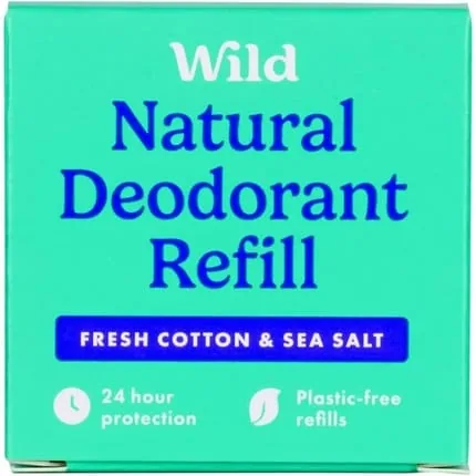 Wild Natural Deodorant Refill Fresh Cotton And Sea Salt 40g
