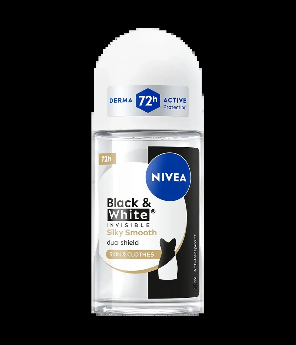 NIVEA Black & White Invisible Silky Smooth Antiperspirant Roll-On 50ml - 72 Hour Protection