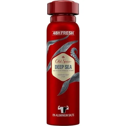 Old Spice Deep Sea Deodorant Body Spray for Men 150ml 48H Fresh 0% Aluminium Salts Anti-White Marks and Yellow Stains