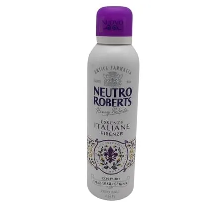 Neutro Roberts Firenze Deodorant Spray without Aluminum Salts Stain-Free with Essential Oil from Iris and Gray Amber Pure Glycerin Oil Deodorant for Men and Women 200ml 48h Gray Amber