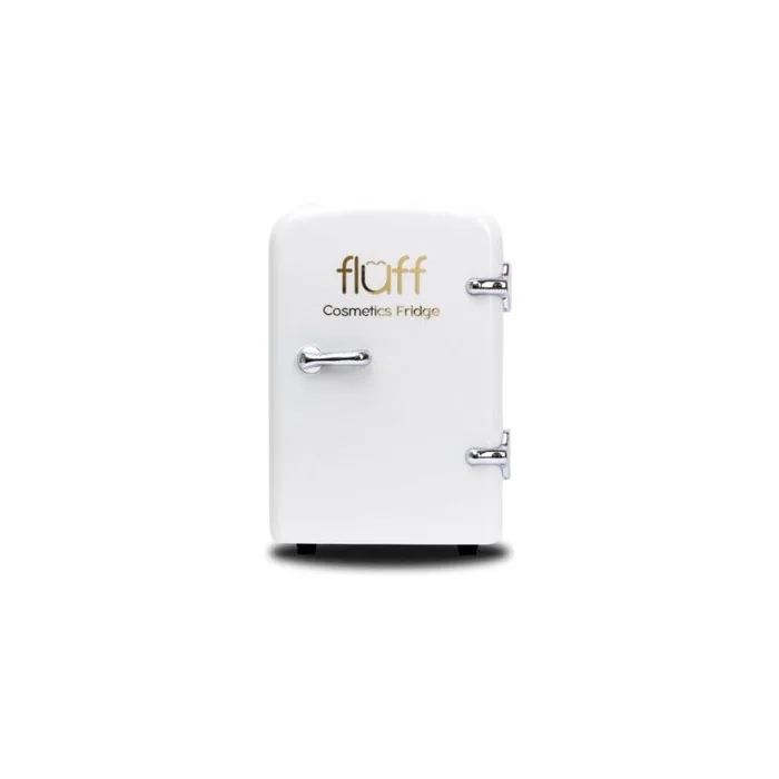 Cosmetics Fridge with Gold Logo White Fluff