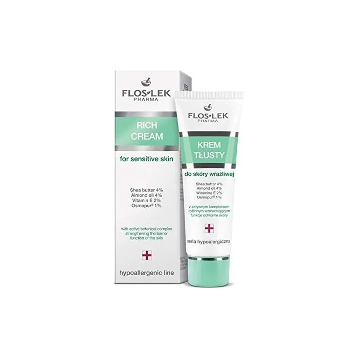 Floslek Pharma Hypoallergenic Rich Cream for Hypersensitive Skin with Almond Oil 50ml