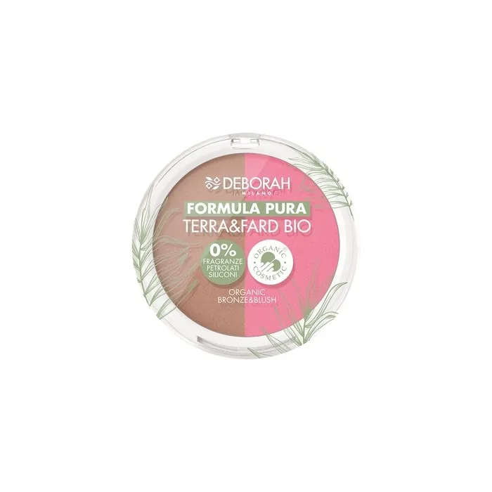Deborah Terra & Fard Formula Pura with Organic and Vegan Ingredients - Warms the Complexion and Gives a Radiant Finish - Ideal for Sensitive Skin - Color No. 4 Dark, 9g Fuchsia/Brown
