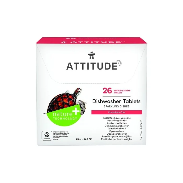ATTITUDE Biodegradable & Phosphate-Free Dishwasher Detergent Tabs 26 Count