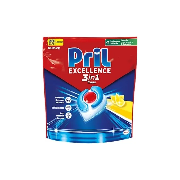 Pril Tabs Excellence 3 In 1 Lemon 20 Count Effective Dishwashing Tablets
