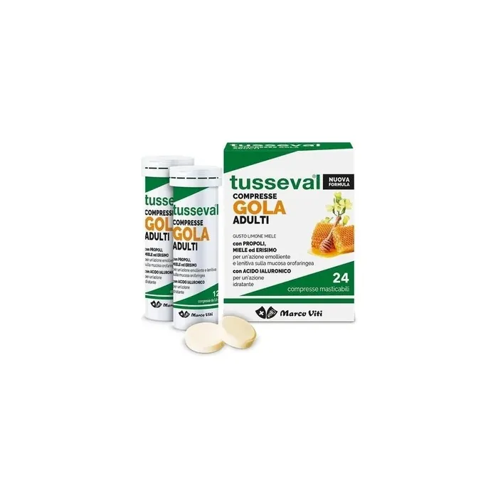 Marco Viti Pharmaceuticals Tusseval Throat Adults 24 Tablets Lemon And Honey Flavor