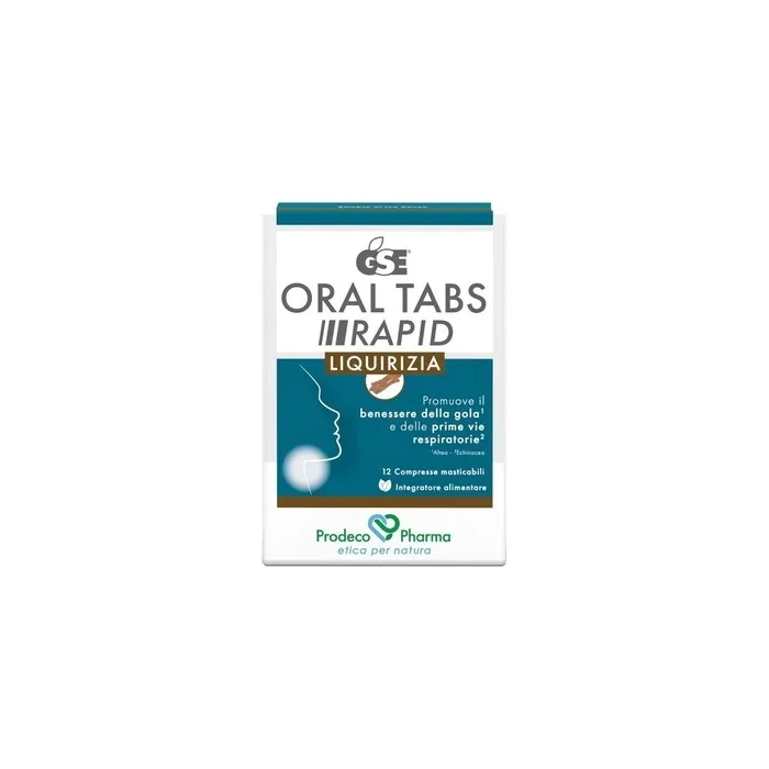 GSE Oral Tabs Rapid Licorice Supplement for Throat and Respiratory System 12 Tablets