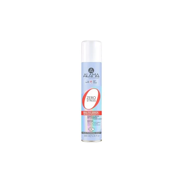 Alama Zero Stress Shampoo Dry Shampoo Cleansing and Detoxifying Shampoo with Activated Charcoal for Instant Clean Hair without Water Usage 200ml