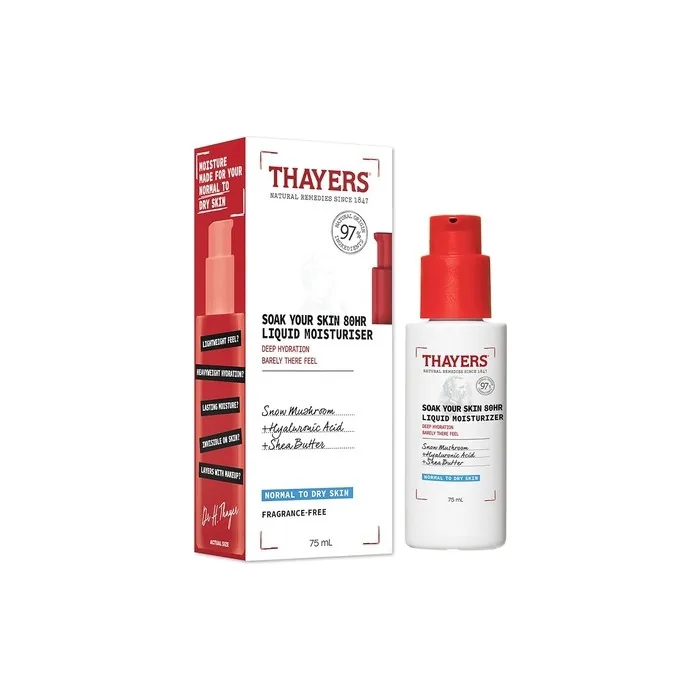Thayers Soak Your Skin 80HR Liquid Moisturizer Face Moisturizer with Hyaluronic Acid and Snow Mushroom 75ml