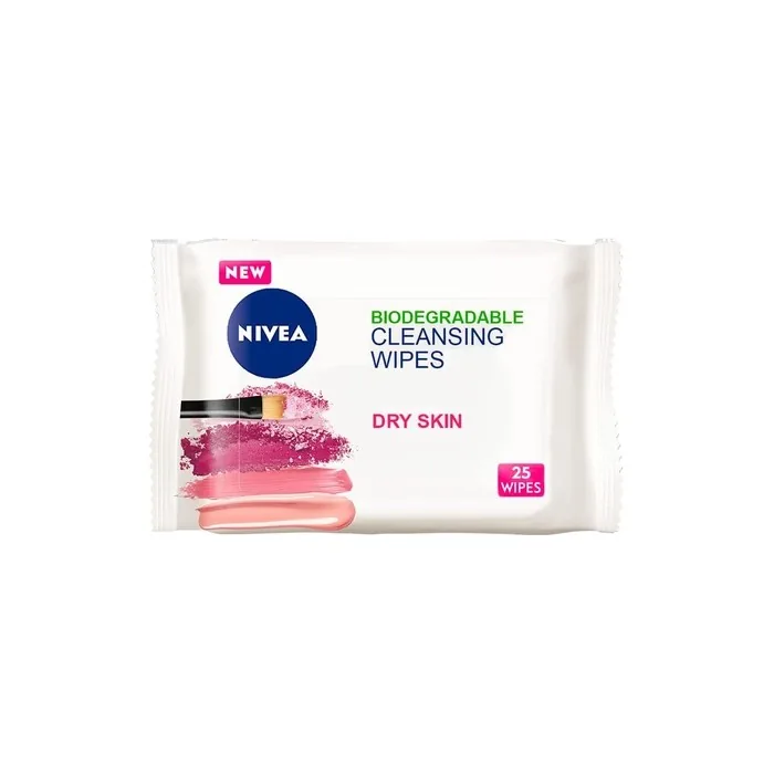 NIVEA 3in1 Caring Cleansing Wipes Dry Skin Plant-Based Biodegradable