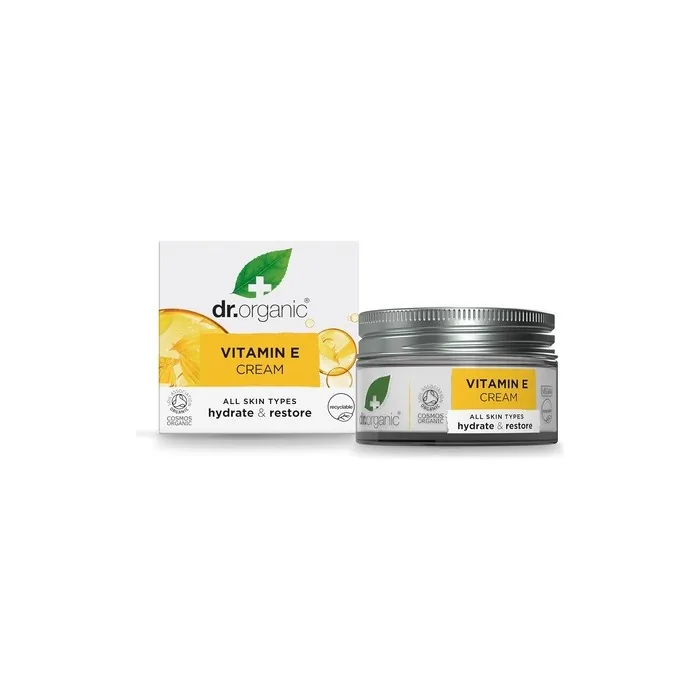 Dr Organic Vitamin E Cream Hydrating for All Skin Types Natural Vegan Cruelty-Free