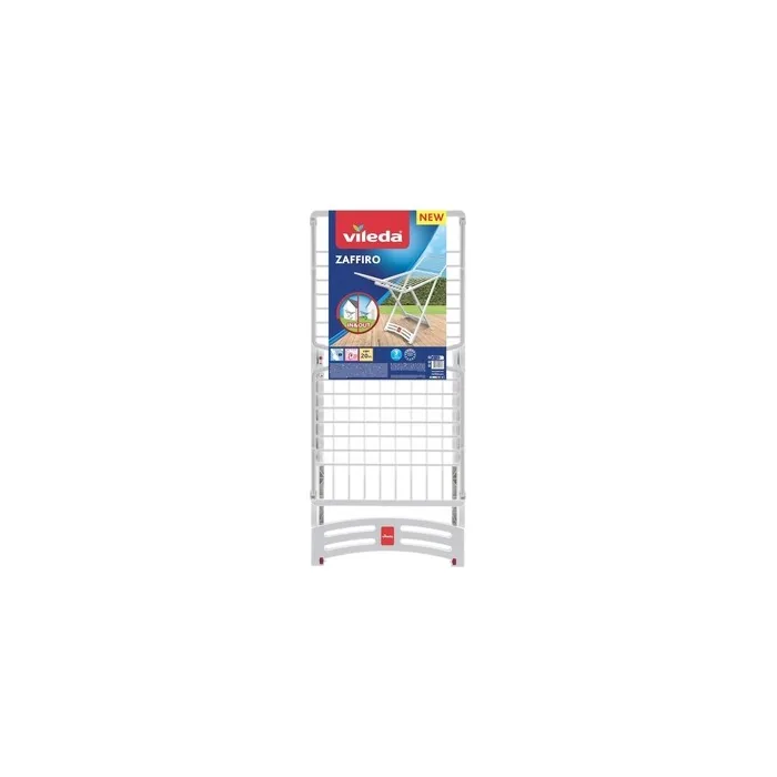 Vileda Zaffiro Resin Drying Rack 20m with Wheels - Collapsible White 182 x 55 x 88 cm