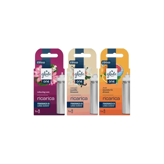 Glade One Refill 10ml Assorted Scents Relaxing Zen Romantic Vanilla Blossom Mandarin & Sunshine
