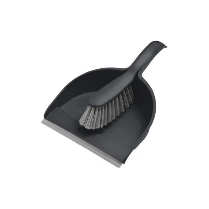 York Dustpan with Rubber Lip and Brush - Compact Grey