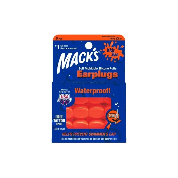 Mack's Kids PillowSoft Earplugs 6 Pair Pack Orange 6 pairs