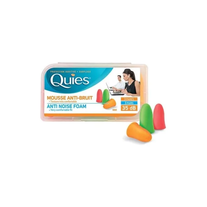 Quies Auditory Protection Earplugs 35db 3 Pairs Matched Colors