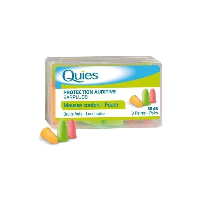 Quies Foam Earplugs 3 Pairs Comfortable Hearing Protection